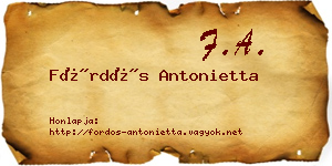 Fördős Antonietta névjegykártya